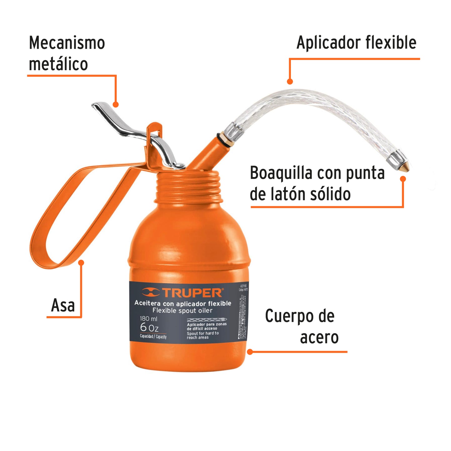 Aceitera Truper 180 ml con Aplicador Flexible – 14870