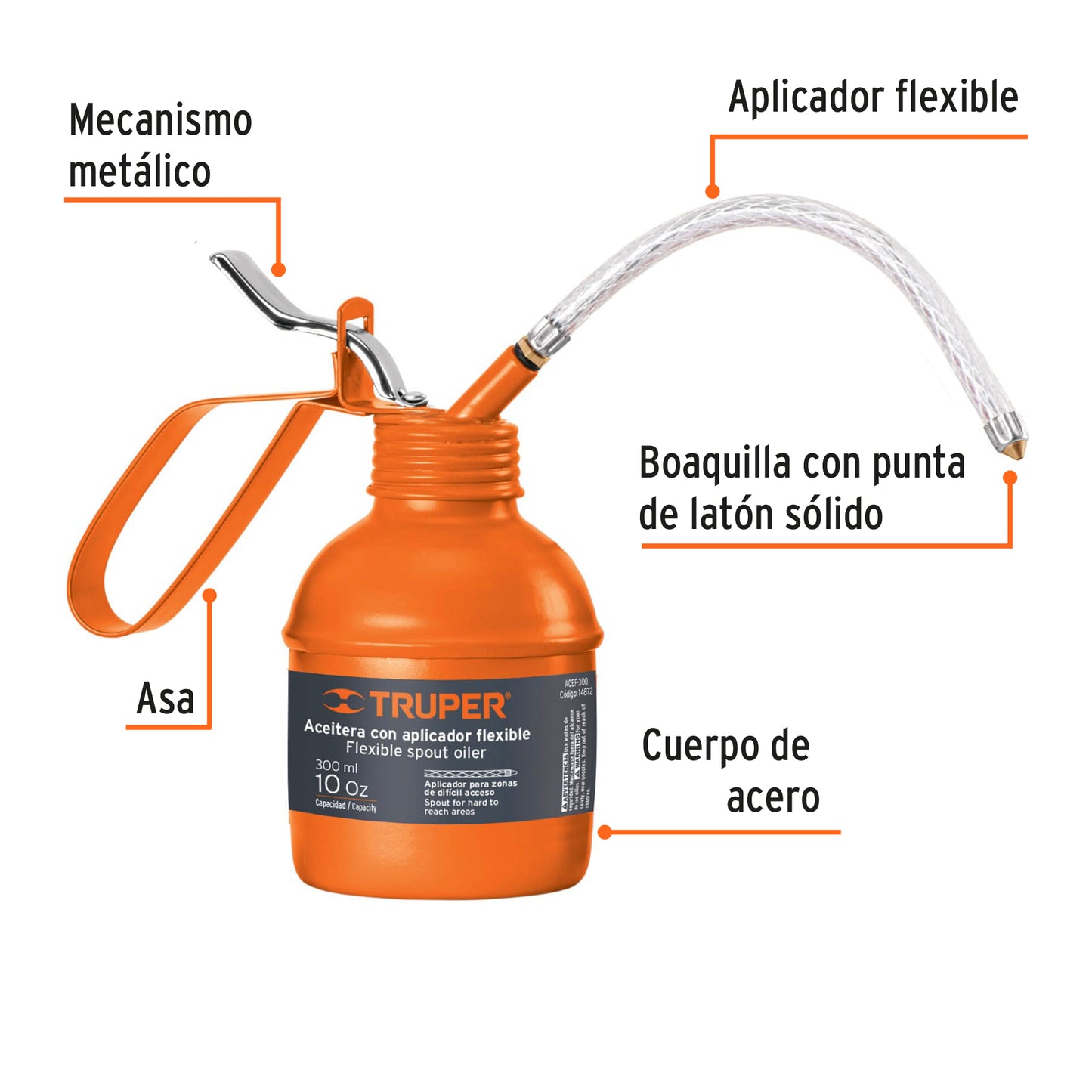 Aceitera Truper 300 ml con Aplicador Flexible – 14872
