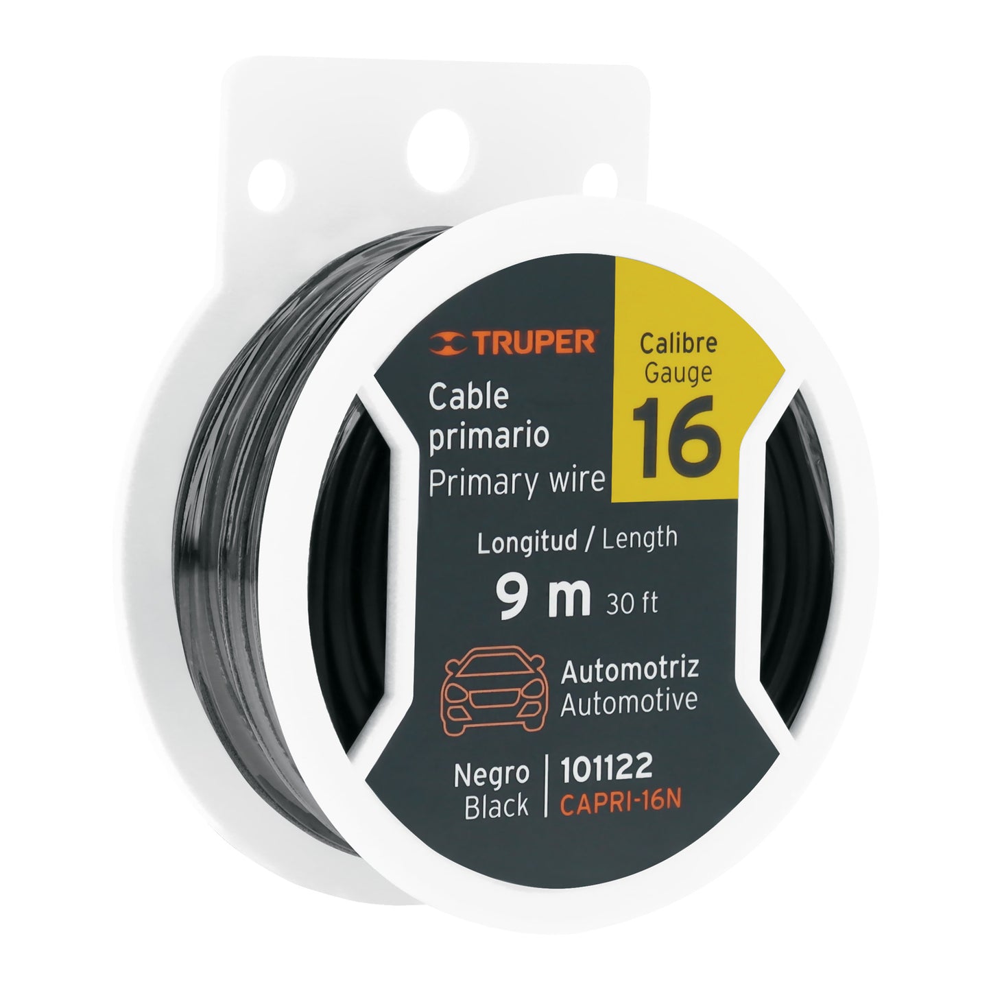 Carrete de Cable Primario Truper Negro Cal. 16 – 9 m – 101122