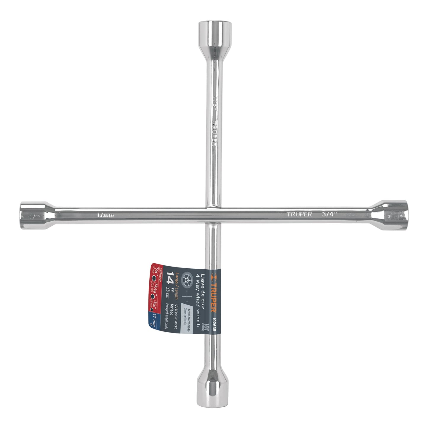 Llave de Cruz Truper 14" Pulida y Cromada – 102635