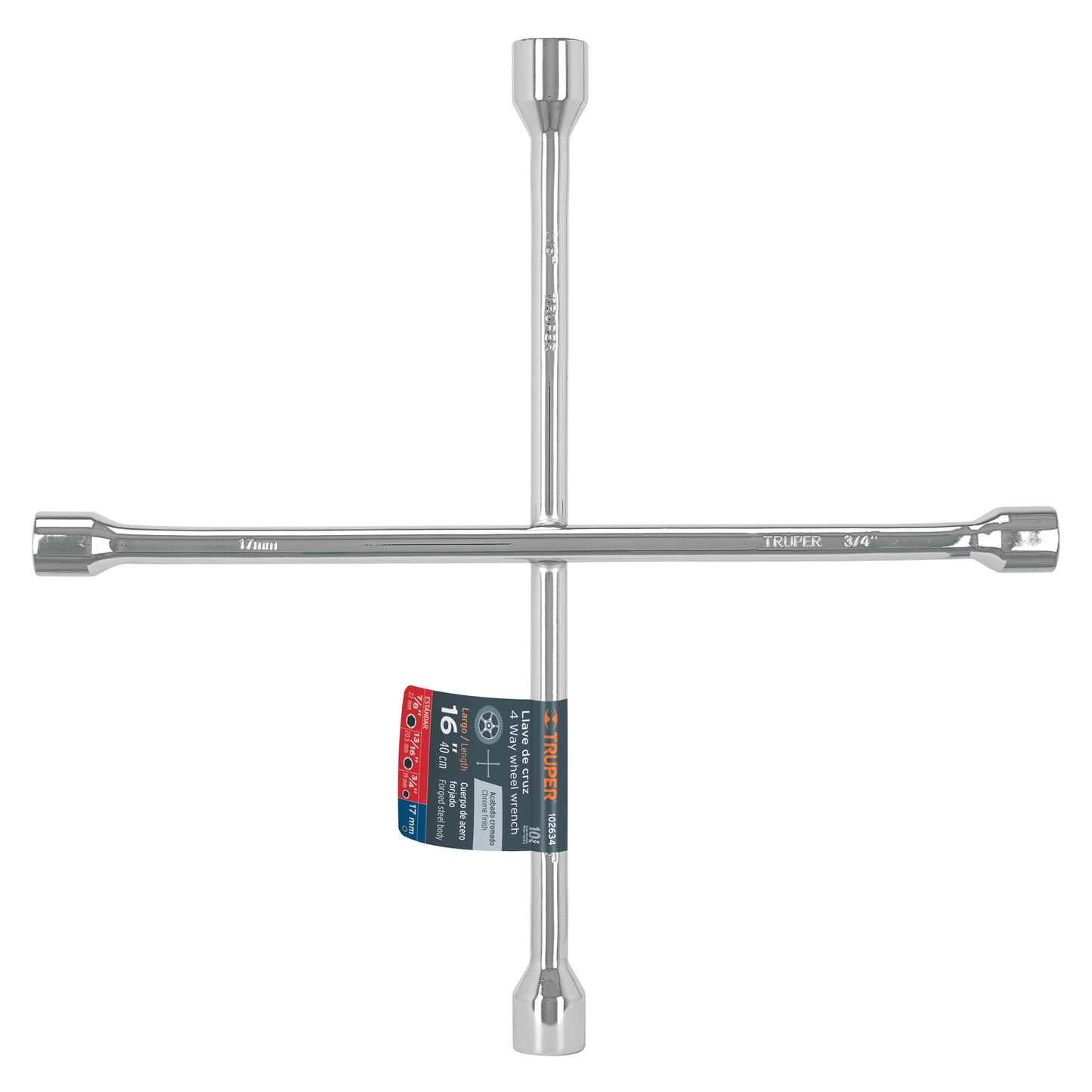 Llave de Cruz Truper 16" Pulida y Cromada – 102634