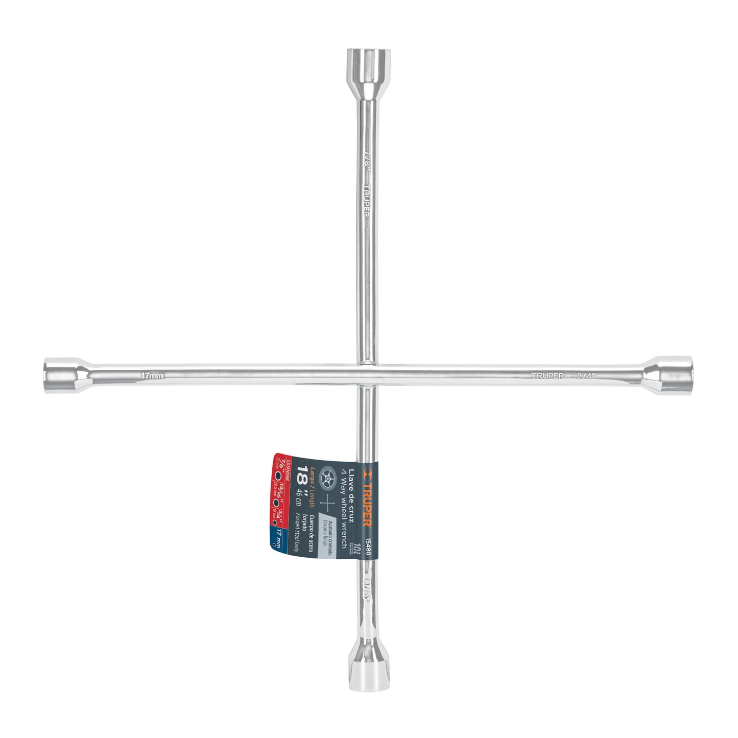 Llave de Cruz Truper 18" Pulida y Cromada – 15480