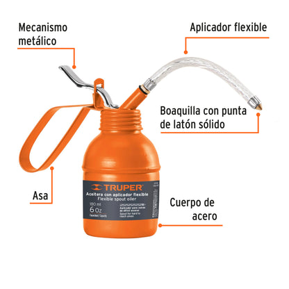 Aceitera Truper 180 ml con Aplicador Flexible – 14870