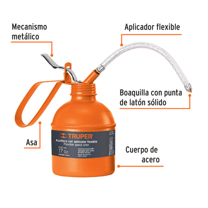 Aceitera Truper 500 ml con Aplicador Flexible – 14874