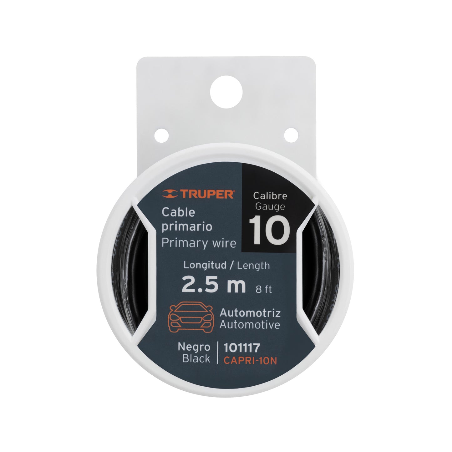 Carrete de Cable Primario Truper Negro Cal. 10 – 2.5 m – 101117