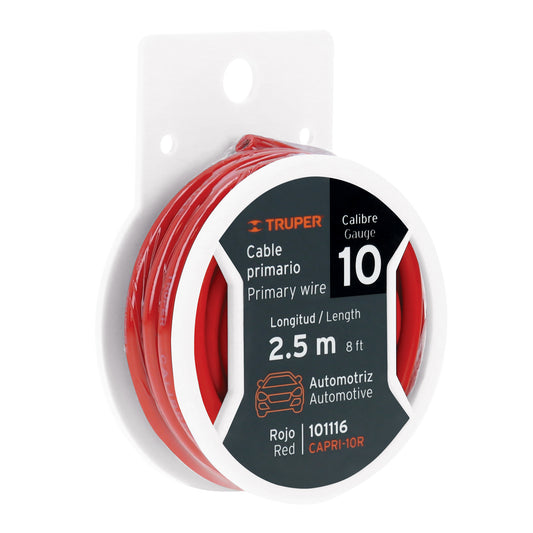 Carrete de Cable Primario Truper Rojo Cal. 10 – 2.5 m – 101116