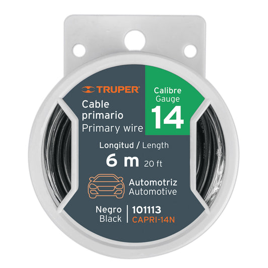 Carrete de Cable Primario Truper Negro Cal. 14 – 6 m – 101113
