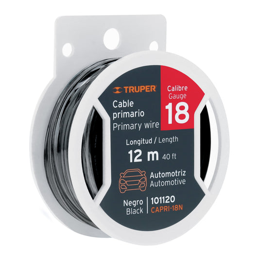 Carrete de Cable Primario Truper Negro Cal. 18 – 12 m – 101120