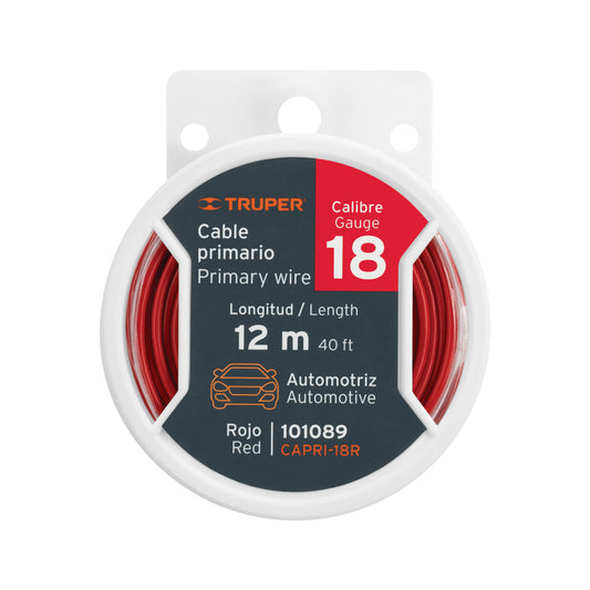 Carrete de Cable Primario Truper Rojo Cal. 18 – 12 m – 101089