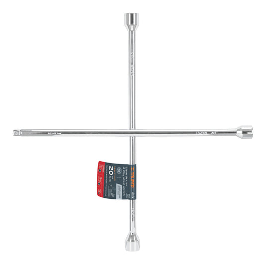 Llave de Cruz Truper 20" Pulida y Cromada con Entrada Cuadrada 1/2" – 18024