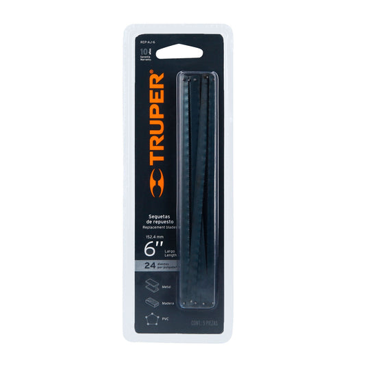 Seguetas de Repuesto Truper 6" para Arco AJ-6 – Blíster con 5 Piezas – 10220